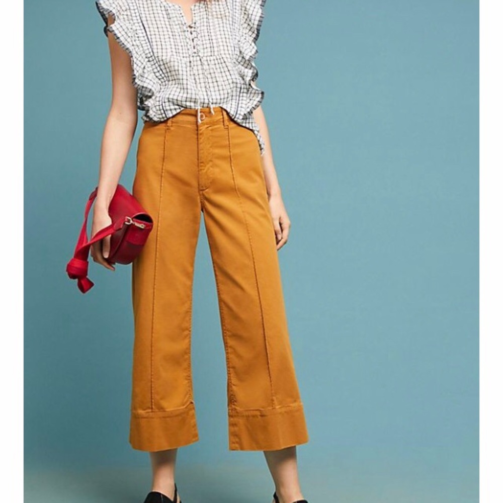 Anthropologie Cropped Wide-Leg Chino
